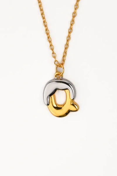 Zynnia Collective Two Tone Bubble Initial Necklace In Gold
