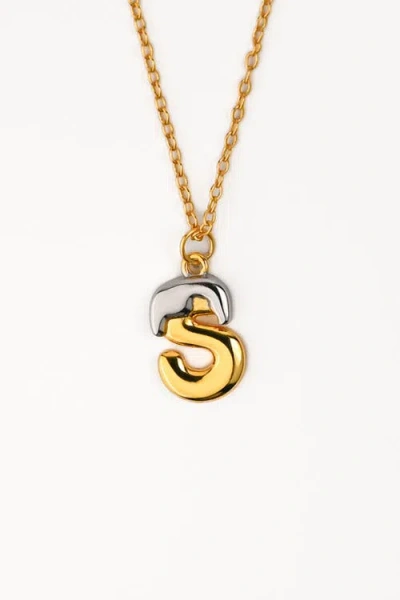 Zynnia Collective Two Tone Bubble Initial Necklace In Gold