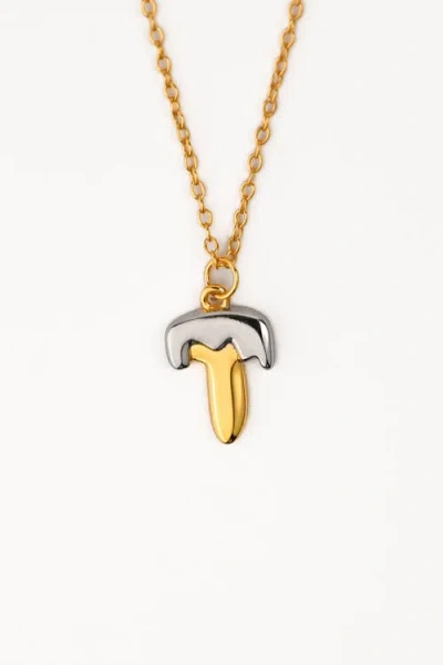 Zynnia Collective Two Tone Bubble Initial Necklace In Gold