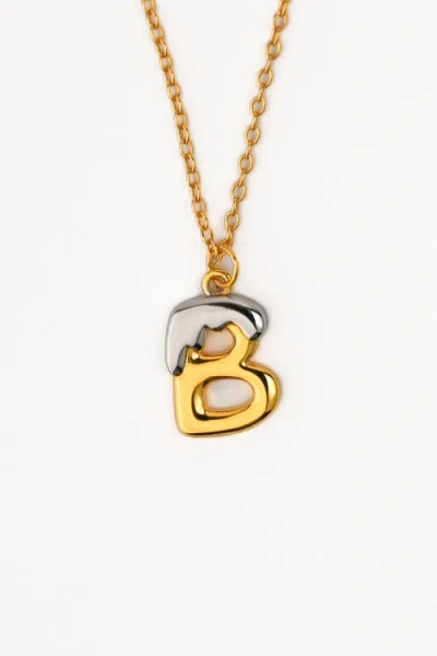 Zynnia Collective Two Tone Bubble Initial Necklace In Gold