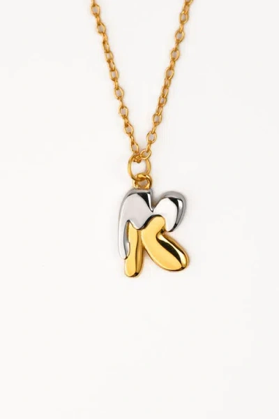 Zynnia Collective Two Tone Bubble Initial Necklace In Gold