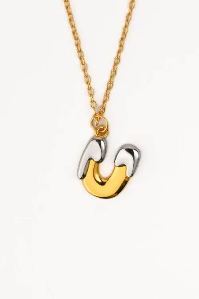Zynnia Collective Two Tone Bubble Initial Necklace In Gold