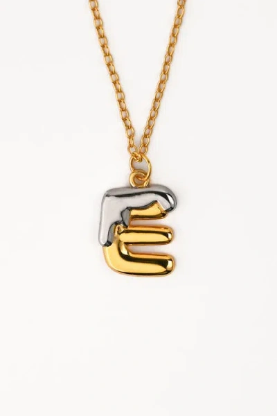Zynnia Collective Two Tone Bubble Initial Necklace In Gold