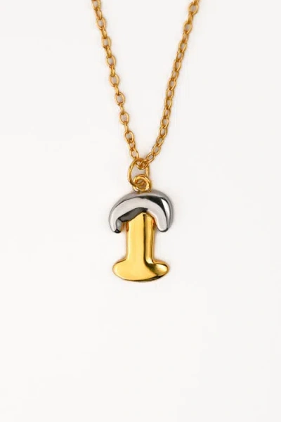 Zynnia Collective Two Tone Bubble Initial Necklace In Gold