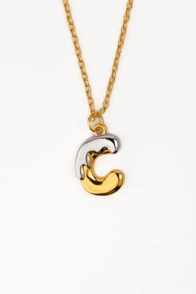 Zynnia Collective Two Tone Bubble Initial Necklace In Gold