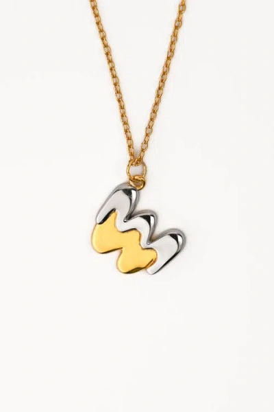Zynnia Collective Two Tone Bubble Initial Necklace In Gold