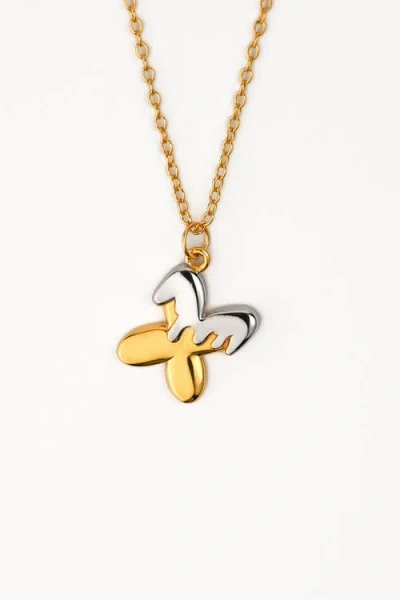 Zynnia Collective Two Tone Bubble Initial Necklace In Gold