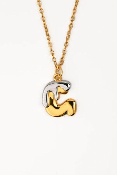 Zynnia Collective Two Tone Bubble Initial Necklace In Gold