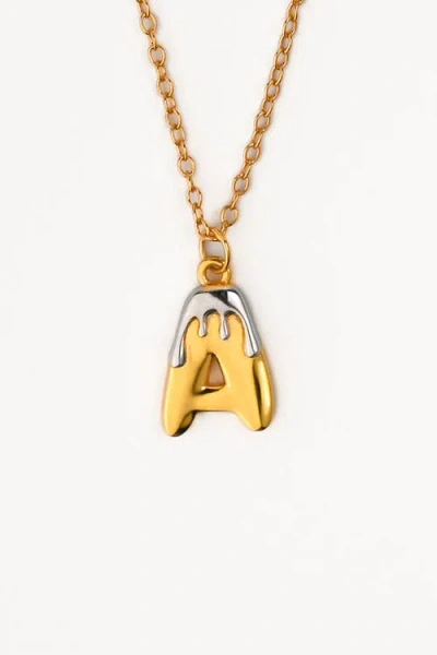 Zynnia Collective Two Tone Bubble Initial Necklace In Gold