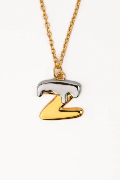 Zynnia Collective Two Tone Bubble Initial Necklace In Multi