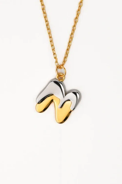 Zynnia Collective Two Tone Bubble Initial Necklace In Multi
