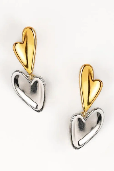 Zynnia Collective Two Tone Love Earrings In Gold