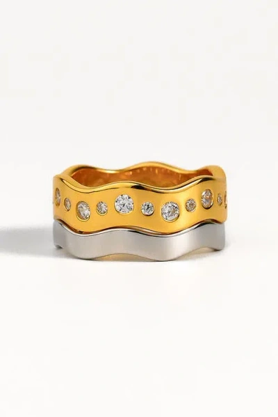 Zynnia Collective Wave Ring Set In Gold