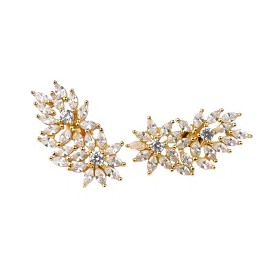 Zynnia Collective Women's Gold Flower Cluster Ear Climbers