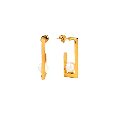 Zynnia Collective Women's Gold Pearl Frame Hoops
