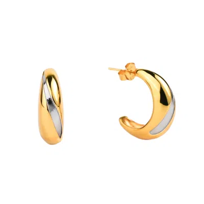 Zynnia Collective Women's Gold / Silver Two Tone Slit Hoops