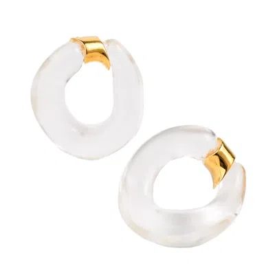 Zynnia Collective Women's Gold / White / Neutrals See Through Chain Studs