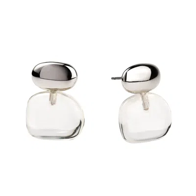 Zynnia Collective Women's Pebble Stack Studs Silver In Gray