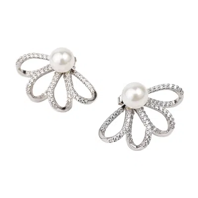Zynnia Collective Women's Silver Half Bloom Earrings