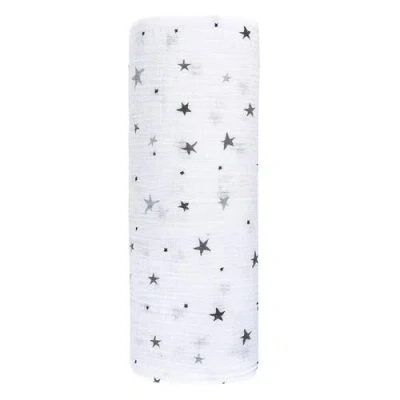 Zzdnu Swaddle Blanket Cotton Muslin Swaddle Blanket 1 Pack In Grey Stars