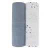 Zzdnu Swaddle Blanket Cotton Muslin Swaddle Blanket 2 Pack In Blue Dots/solid Blue