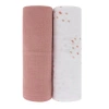 Zzdnu Swaddle Blanket Cotton Muslin Swaddle Blanket 2 Pack In Pink Dots/solid Pink