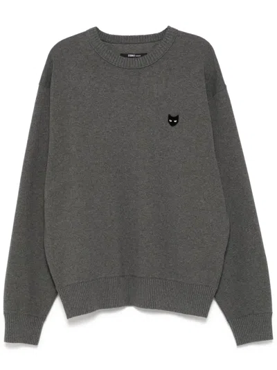 Zzero By Songzio Emblem Crew-neck Jumper In Grey