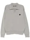 Zzero By Songzio Emblem Open-collar Jumper In Grey