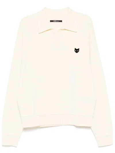 Zzero By Songzio Emblem Open-collar Jumper In Neutrals