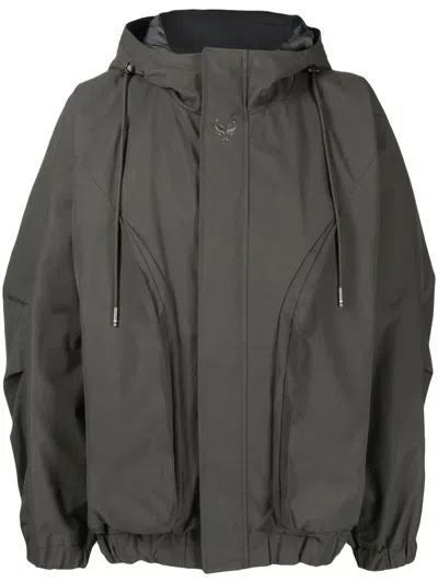 Zzero By Songzio Hooded Long-sleeve Windbreaker In Grey