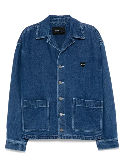 Zzero By Songzio Open-collared Denim Jacket In Blue
