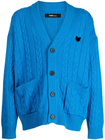 Zzero By Songzio Panther Cardigan Mit Zopfmuster In Blau