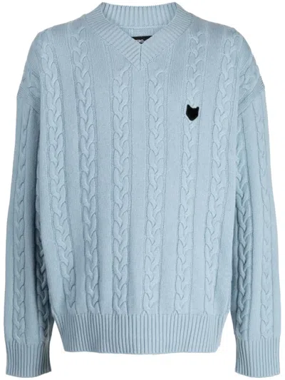 Zzero By Songzio Panther Pullover Mit Zopfmuster In Blau
