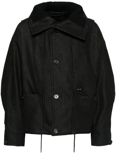 Zzero By Songzio Panther Denimlike Jacket In Black