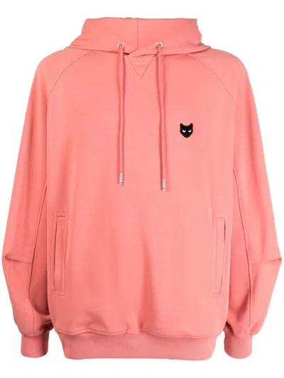 Zzero By Songzio Panther Slit Cotton Hoodie In Pink