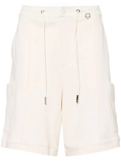 Zzero By Songzio Patchwork Drawstring Shorts In Neutrals