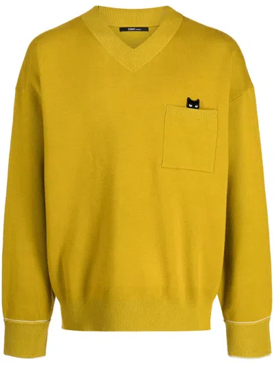 Zzero By Songzio Trace Pocket Panther V-neck Jumper In Grün