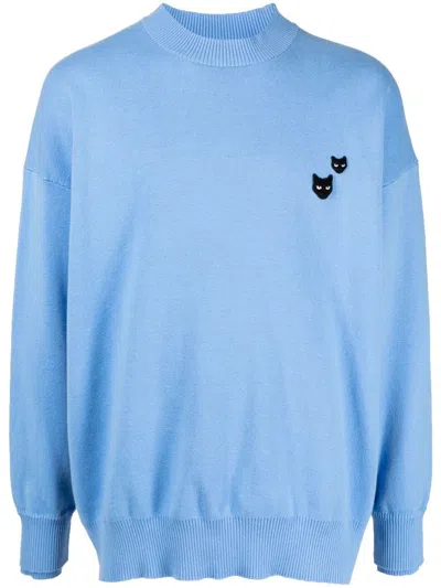 Zzero By Songzio Twin Panther Crewneck Jumper In Blue