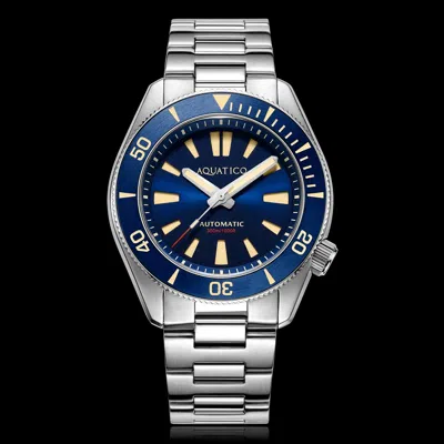 Pre-owned ✅ Aquatico Poseidon 300m Diver Blue Dial Watch Usa ?? Dealer