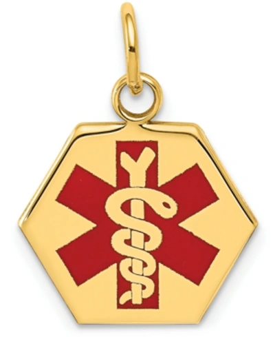 Shop Macy's Medical Info Hexagon Charm Pendant In 14k Gold In Yellow Gold