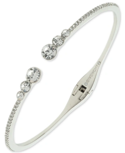 Shop Givenchy Pave Open Cuff Bracelet In Silver