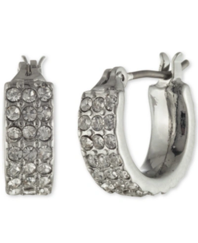 Shop Givenchy Pave Huggie Hoop Earrings In Silver