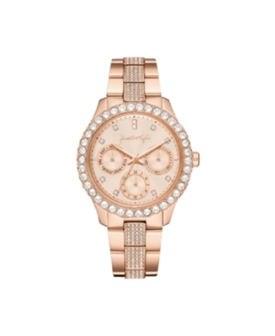 Shop Kendall + Kylie Women's  Classic Rose Gold Tone Crystal Bezel Stainless Steel Strap Analog Watch 40mm In Pink