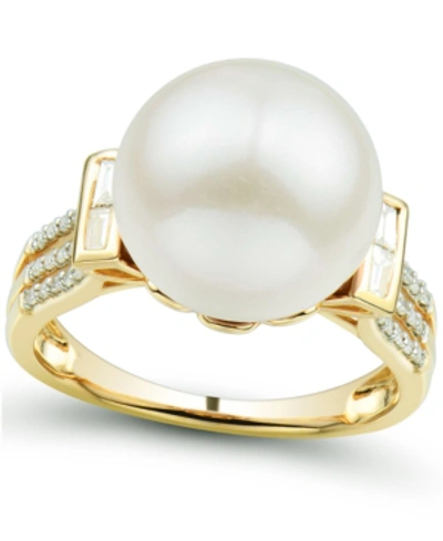 Shop Honora Cultured Ming Pearl (12mm) & Diamond (1/5 Ct. Tw.) Ring In 14k Gold In Yellow Gold