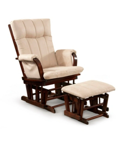 Shop Artiva Usa Home Deluxe Cushion 2-piece Glider Chair And Ottoman Set In Camel
