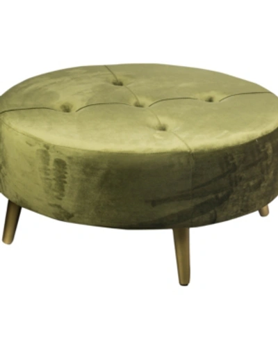 Shop Ab Home Velvet Button-tufted Ottoman In Green