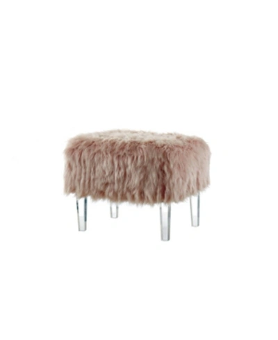 Shop Furniture Of America Closeout Raven I Faux Fur Acrylic Ottoman In Pink