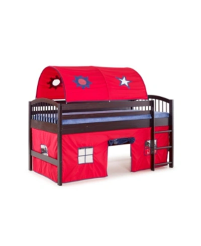 Shop Alaterre Furniture Addison Espresso Finish Junior Loft Bed,tent And A Playhouse With Trim