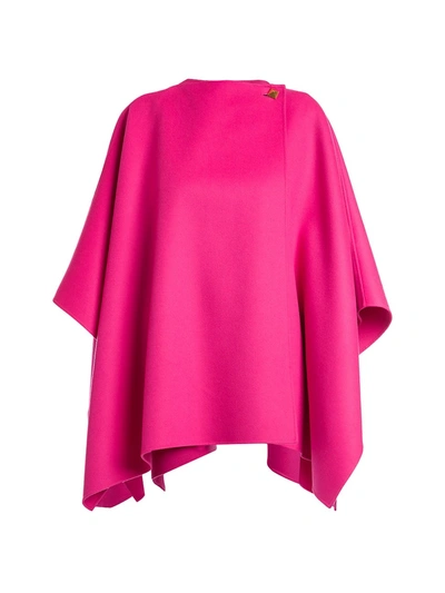 Shop Valentino Virgin Wool & Cashmere Cape In Shocking Pink