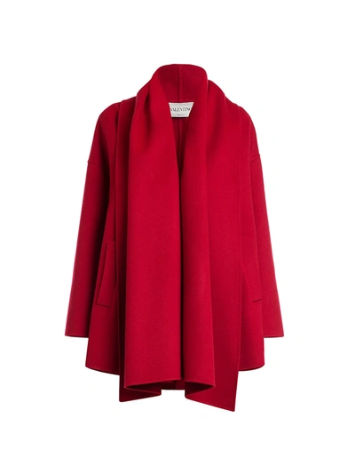 Shop Valentino Draped Wool & Cashmere Jacket In Cremisi